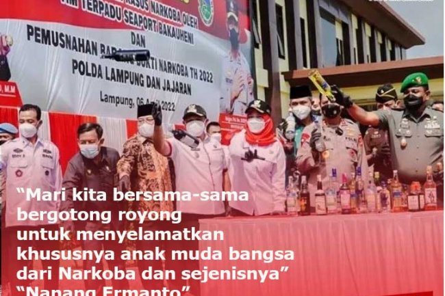 Pemusnahan Barang Bukti Narkoba Tahun 2022 di halaman POLDA LAMPUNG.