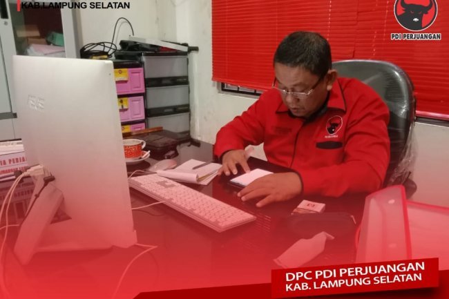 Bertepat Di Kantor DPC PDI Perjuangan Lampung Selatan Sekretaris Bapak H. syahirul Alim SH.,MH Kembali Mengikuti Sekolah Partai Secara Daring