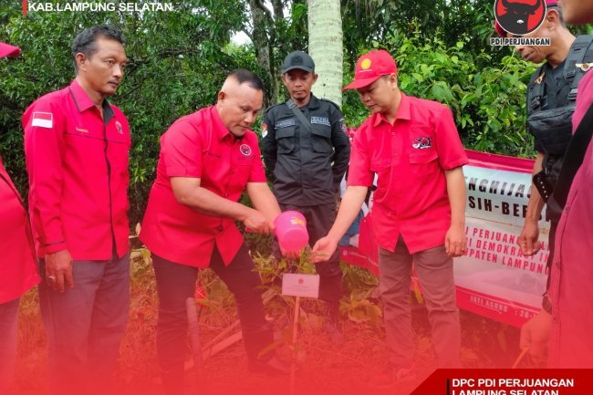 Rangkaian HUT Ke 50 DPC PDI Perjuangan  Lampung Selatan Menanam 500 Pohon