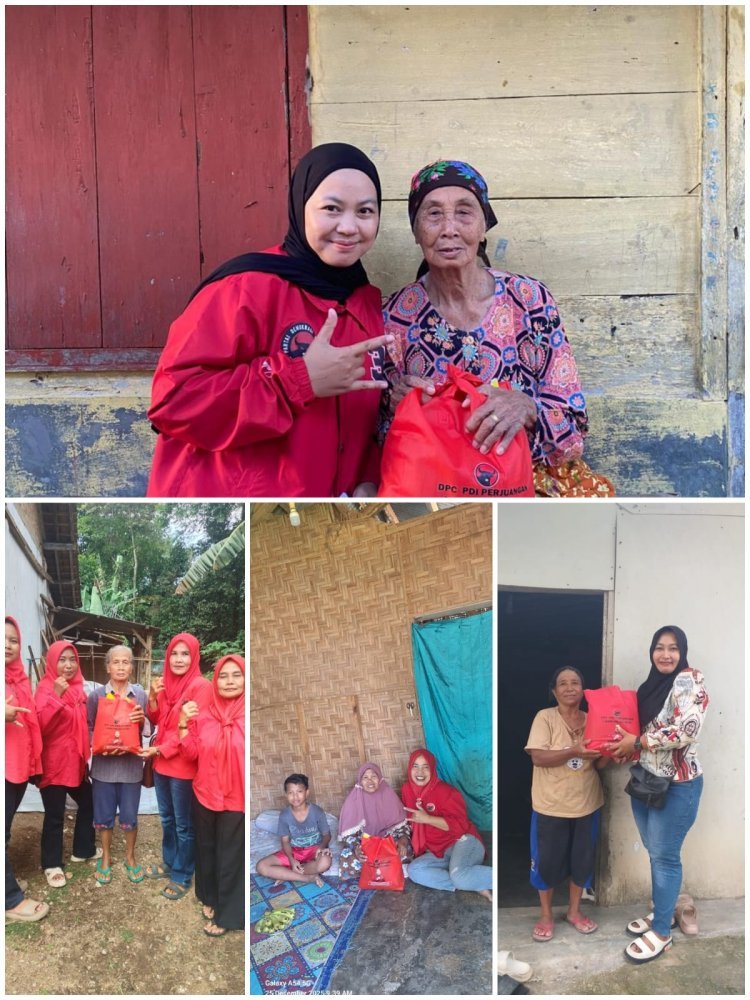 PDI Perjuangan Lampung Selatan Bagikan Ratusan Paket Sembako Kepada warga