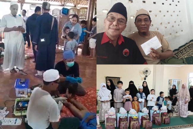 Haul ke 56 Bung Karno dan 1 Muharam, PDI Perjuangan Lampung Selatan berikan santunan kepada anak yatim di Pondok Pesantren